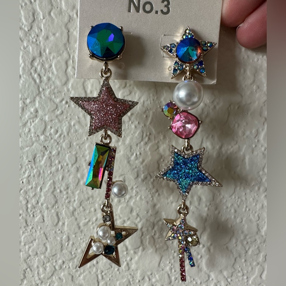Betsey Johnson mismatched dangle earrings